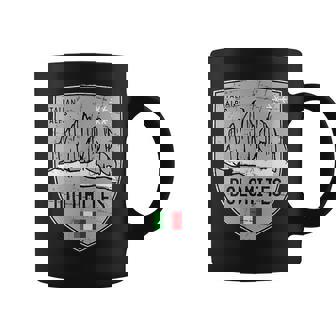 Dolomites Mountain Tre Cime Italy Emblem Graphic Print Coffee Mug - Monsterry