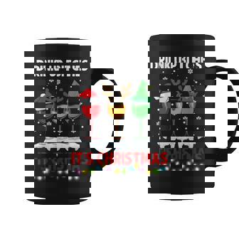 Drink Up Bitchs Its Christmas Santa Drinking Team Wine Lover Graphic Print Coffee Mug - Monsterry
