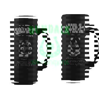 Dundalk Shenanigans St Patrick's Day Lucky Horseshoe Clover Graphic Print Coffee Mug - Monsterry