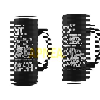 Eat Sleep Apnea Repeat Sleeping Disorder Gag CPAP Joke Graphic Print Coffee Mug - Monsterry