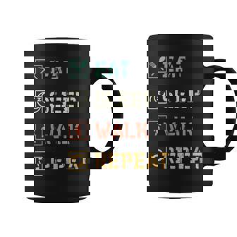 Eat Sleep Walk Repeat Walker Walking Exercise Graphic Print Coffee Mug - Monsterry