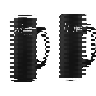 EKG Heartbeat USS Essex CV-9 Aircraft Carrier Graphic Print Coffee Mug - Monsterry