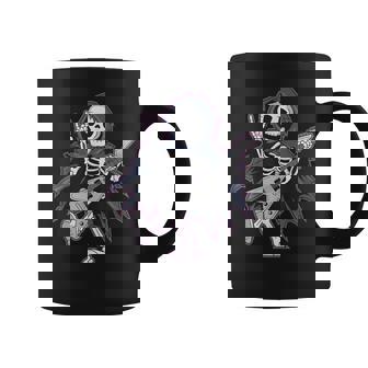 Esqueleto Calavera Guitarra Rock En Heavy Metal Diablo Cuernos Música Taza de café - Regaloses