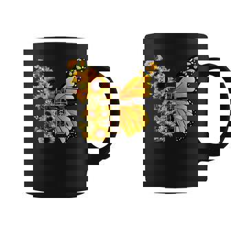 Faith Cross Sunflower Butterfly Christian Vintage Coffee Mug - Monsterry
