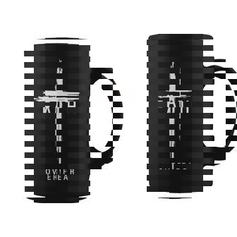 Faith Fear Christian Cross Jesus Christ Christians Coffee Mug - Monsterry