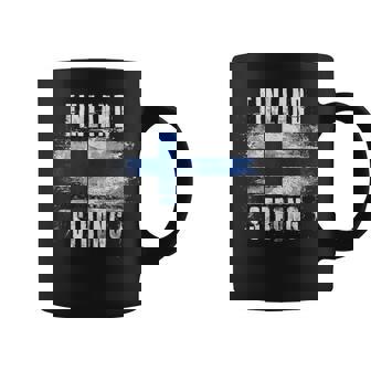 Finland Strong Distressed Flag Finnish Pride Graphic Print Coffee Mug - Monsterry