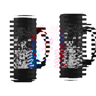 Fireworks American Flag Pig Patriotic Farmer 4th July Graphic Print Coffee Mug - Monsterry