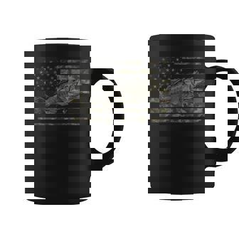 Fishing Camo American Flag Bass Fish Camouflage Coffee Mug - Seseable