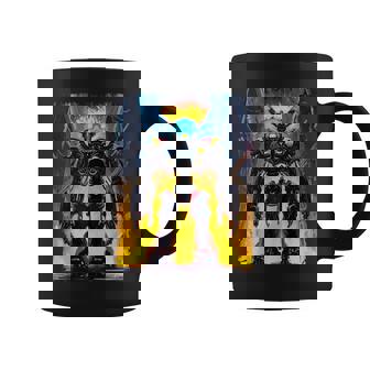 Flaming Battlemech Cyberpunk Sci-Fi Mech Warrior Robot Art Tank Top Graphic Print Coffee Mug - Monsterry