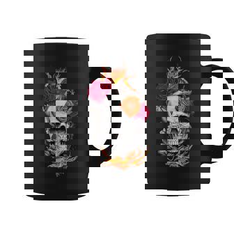 Flaming Skull And Roses Graphic Print Coffee Mug - Monsterry