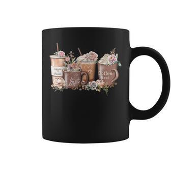 Floral Coffee Cup Iced Latte With Spring Flowers Graphic Print Coffee Mug - Monsterry