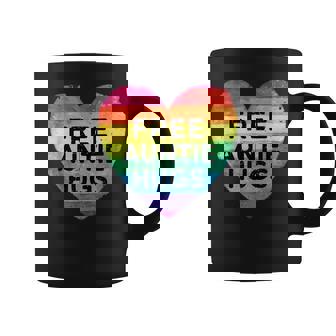 Free Auntie Hugs LGBT Gay Lesbian Pride Month Rainbow Flag Graphic Print Coffee Mug - Monsterry