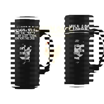 Chicken Game Ltd Divertido Diseño De Pollo Con Texto En Inglés Don't Look Niños Negro Manga De Doble Puntada Taza de café - Regaloses