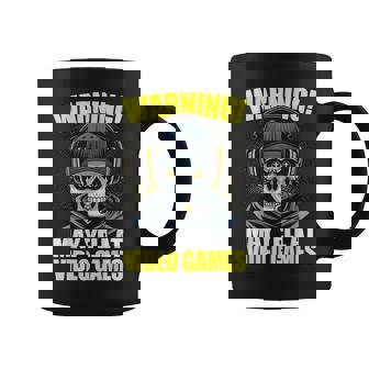 Gaming Warning May Yell At Video Games Gamer Skeleton Gaming Video Games Coffee Mug - Seseable