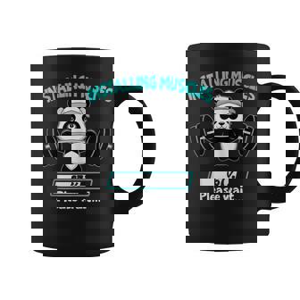 Installing Muscle Panda Weight Lifting Barbell Fitness Sin Mangas Taza de café - Regaloses