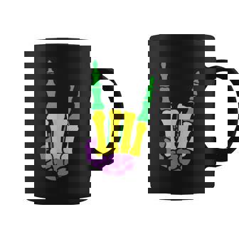 Mardi Gras Skeleton Hand Rock On Devil Horns Coffee Mug - Thegiftio UK