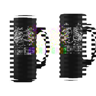 Mardi Gras Skeleton Hands With Beads And Fleur-De-Lis Coffee Mug - Seseable