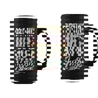 Workout Gym Clothing Adultos Todo Duele Y Estoy Hambriento Sarcástico Gráfico Negro Manga Corta Pequeño Eu S Taza de café - Regaloses
