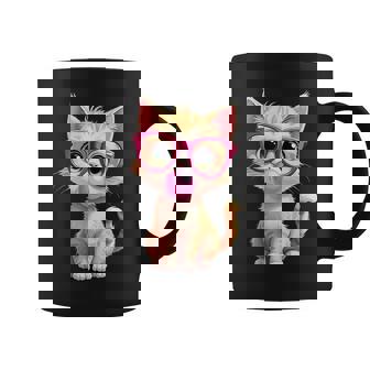 Gato Con Gafas Y Goma De Mascar Niñas Gatito Lindo Y Divertido Taza de café - Regaloses