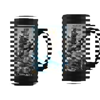 Gato Meme Japonés Olas Japón Catzilla Taza de café - Regaloses
