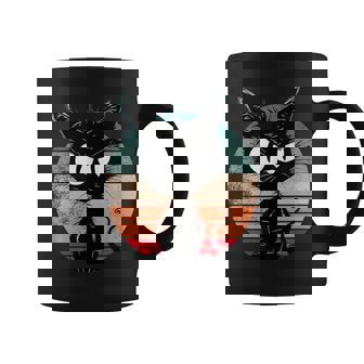Gato Negro Gracioso Gato Macho Divertido Gato Retro Taza de café - Regaloses
