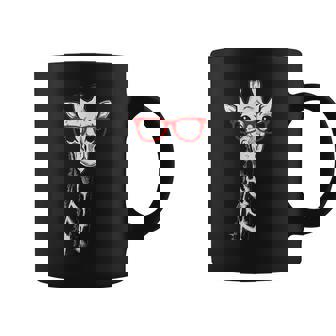 Giraffe With Red Glasses For Zoo Animal Lovers Graphic Print Coffee Mug - Monsterry