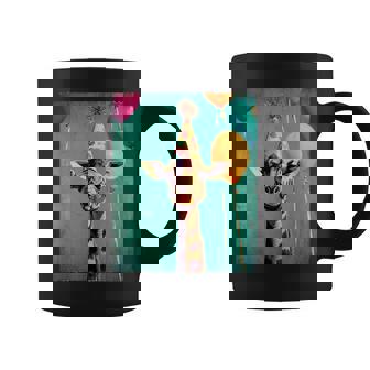 Giraffe Retro Art Print Birthday Party Balloons & Party Hat Graphic Print Coffee Mug - Monsterry