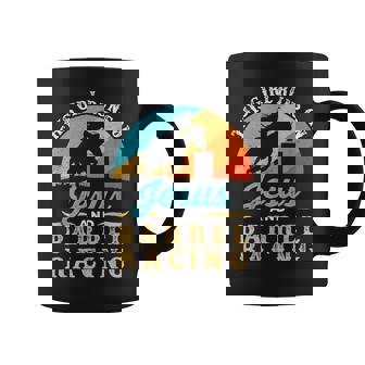 This Girl Runs On Jesus And Barrel Racing Horse Western Graphic Print Coffee Mug - Monsterry