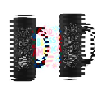 God Bless America Patriotic USA Flag Christian 4th Of July Graphic Print Coffee Mug - Monsterry