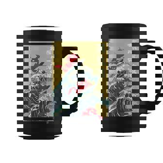 The Great Wave Off Kanagawa Coucher De Soleil Rétro Dragon Japonais Tasse - Cadeauxyz