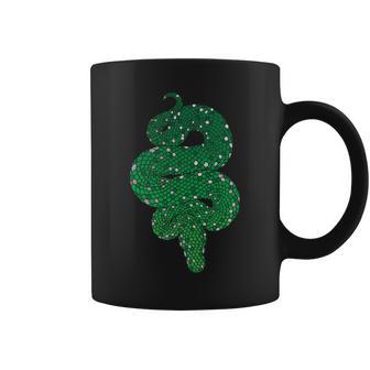 Green And Silver Curvy Snake Scale Art Premium Graphic Print Coffee Mug - Monsterry