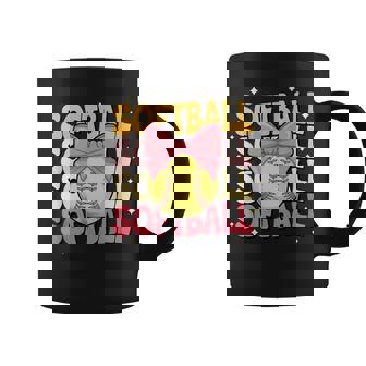 Groovy Softball Coquette Bow Softball Lover Softball Coffee Mug - Seseable