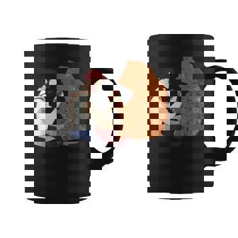 Guy Arm Wrestling With Bear Graphic Print Coffee Mug - Monsterry