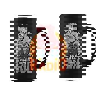 Ham Radio Pig On Boombox Radio Operator Ham Radio Graphic Print Coffee Mug - Monsterry