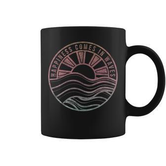 Happiness Comes In Waves Sunset Beach Wave Gradient Tassen - Geschenkecke