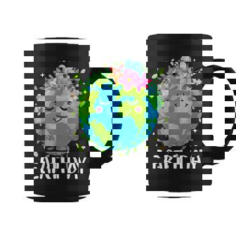 Happy Earth Day Cute Earth With Floral Earth Day 2025 Coffee Mug - Thegiftio