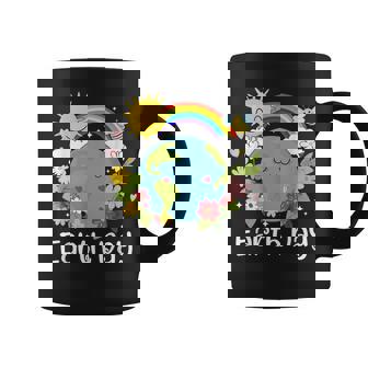 Happy Earth Day Cute Earth With Floral Earth Day 2025 Coffee Mug | Seseable CA