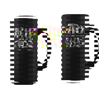 Happy Mardi Gras 2025 New Orleans Fleur De Lis Mask Beads Coffee Mug | Seseable CA