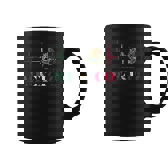 Heartbeat EKG Pulse Mexico Emblem Mexico Flag Mexican Pride Graphic Print Coffee Mug - Monsterry