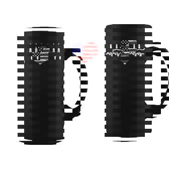 Heartbeat EKG Pulse USA American Flag Red Blue Love Heart Graphic Print Coffee Mug - Monsterry