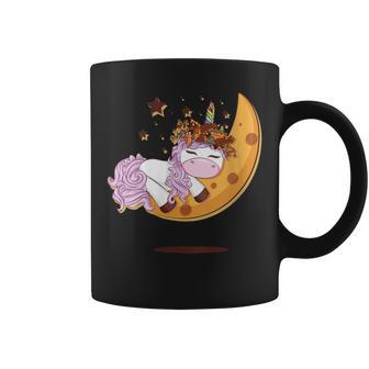 Hermoso Arco Iris Luna Dormida Unicornio Cuello Taza de café - Regaloses