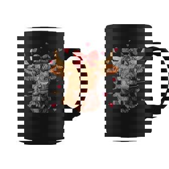 Highland Cow Valentine's Day Coquette Valentine's Cow Girly Coffee Mug - Thegiftio