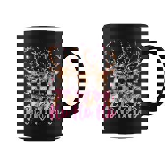 Ho Ho Ho Deer Cute Coquette Bow Reindeer Christmas Holiday Graphic Print Coffee Mug - Monsterry