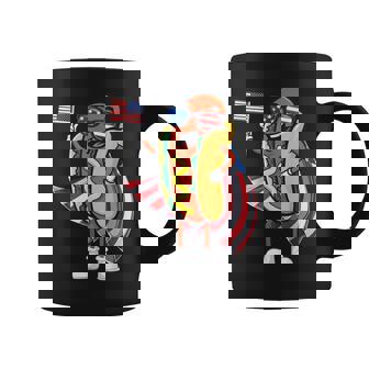 Hot Dog Day Sunglasses American Flag USA 4th Of July Funny Graphic Print Coffee Mug - Monsterry