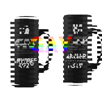 I'm Gay And I'm Proud Gay Boyfriend LGBTQ Rainbow Flag Graphic Print Coffee Mug - Monsterry