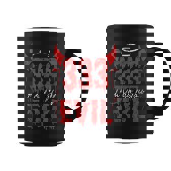 I'm Only Half Evil 333 Devil Halloween Graphic Print Coffee Mug - Monsterry
