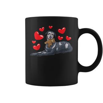 Irish Wolfhound Dog With Stuffed Animal And Many Hearts Graphic Print Coffee Mug - Monsterry