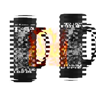 It's Past My Bedtime Skeleton Meme Flames Ironic Tired Coffee Mug - Monsterry