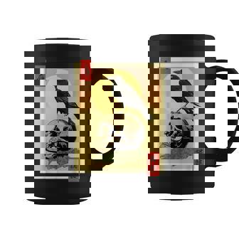Japanese Skull & Crow Edo Era Ukiyo-e Style Japan Kanji Graphic Print Coffee Mug - Monsterry