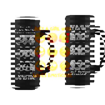 Just A Girl Who Loves Emoticônesisages D'émotion Mignons Et Drôles Tasse - Cadeauxyz